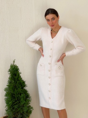 Dress with decorative buttons Tyu-Tyu! XS ivory