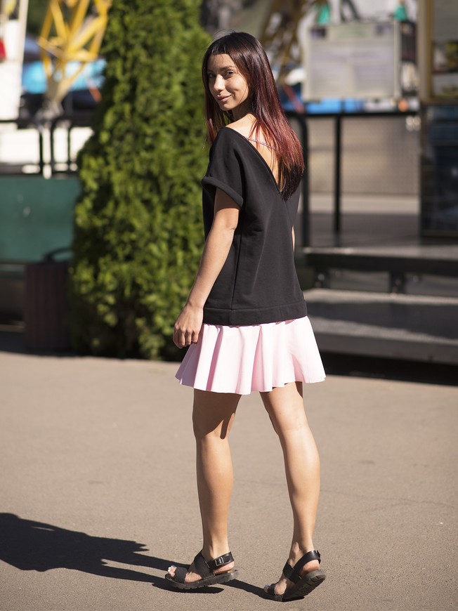 Платье-конструктор AIRDRESS черное со съемной розовой юбкой из экокожи