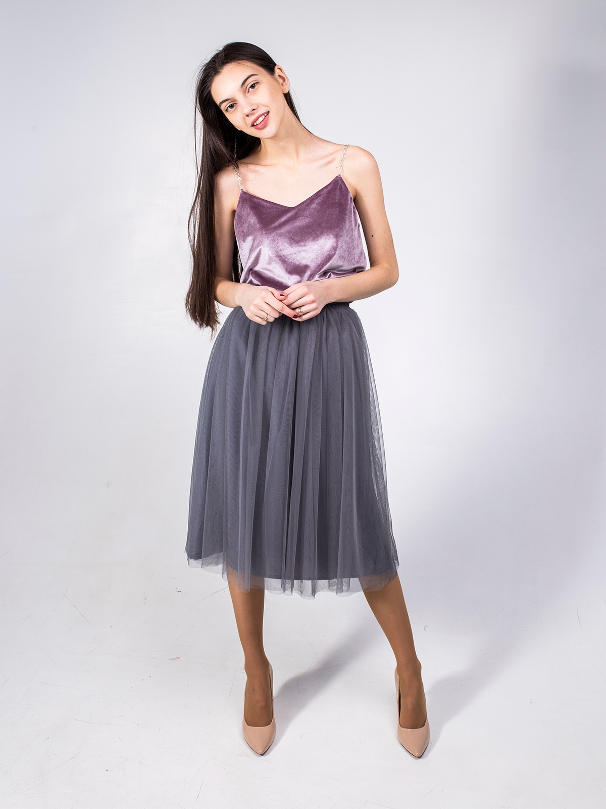 Telia Grey | Maxi Tulle Skirt