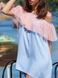 Blue mini sundress with pink powder tulle ruffles