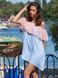 Blue mini sundress with pink powder tulle ruffles