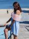 Blue mini sundress with pink powder tulle ruffles