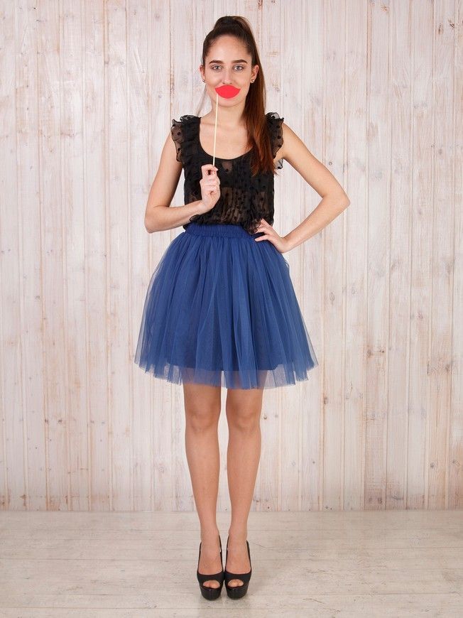Navy blue Tulle skirt Airskirt mini