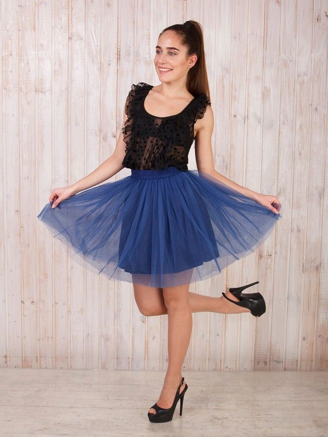 Navy blue Tulle skirt Airskirt mini