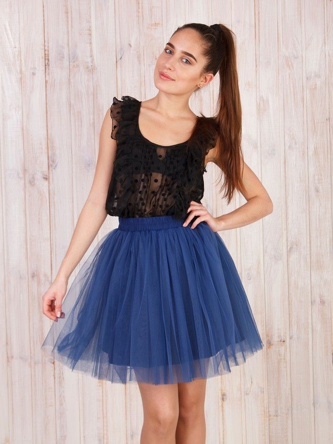 Navy blue Tulle skirt Airskirt mini
