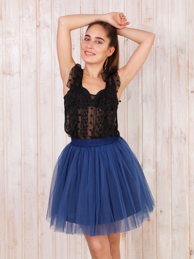Navy blue Tulle skirt Airskirt mini