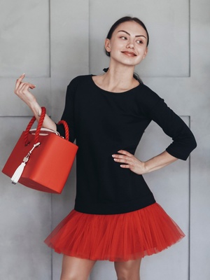 Сукня-конструктор AIRDRESS чорна зі знімною червоною спідницею