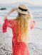 Beach chiffon long cover up with frills Tyu-Tyu! One Size red and white polka dot