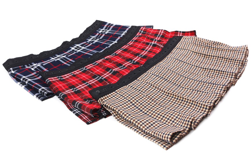 Set of 3 removable skirts fot constructor dress AIRDRESS Tyu-Tyu! XXS: navy blue, red and beige tartan