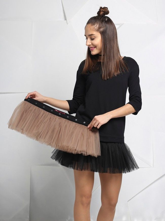 Комплект AIRDRESS: чорний верх і 2 знімні спіднички (пишні латте та чорна)