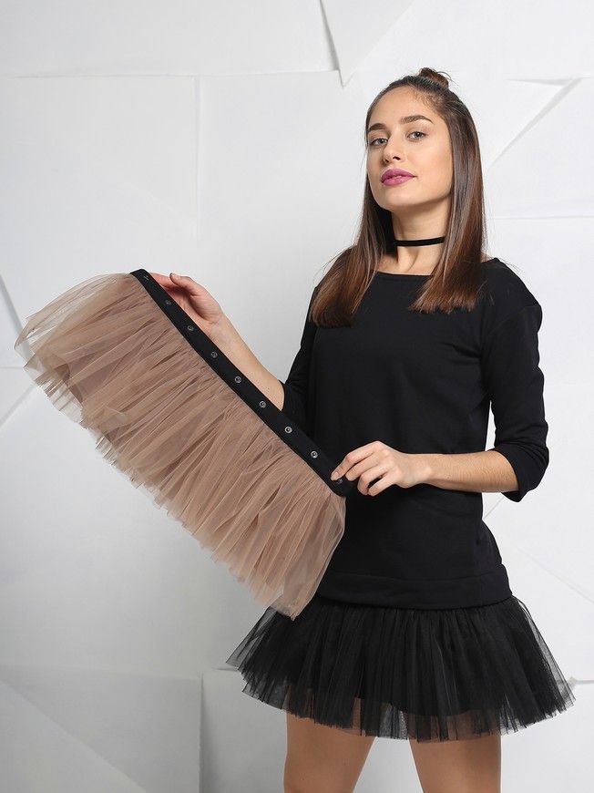 Комплект AIRDRESS: чорний верх і 2 знімні спіднички (пишні латте та чорна)