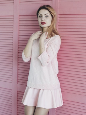 Платье-конструктор Тю-Тю! AIRDRESS розовое со съемной черной юбкой из экокожи