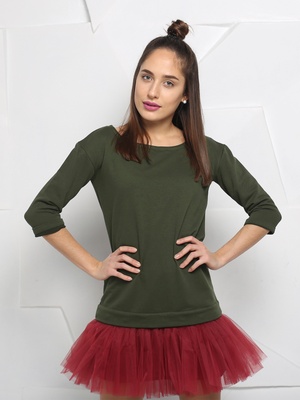 Constructor-dresskhaki Airdress with removable marsala skirt