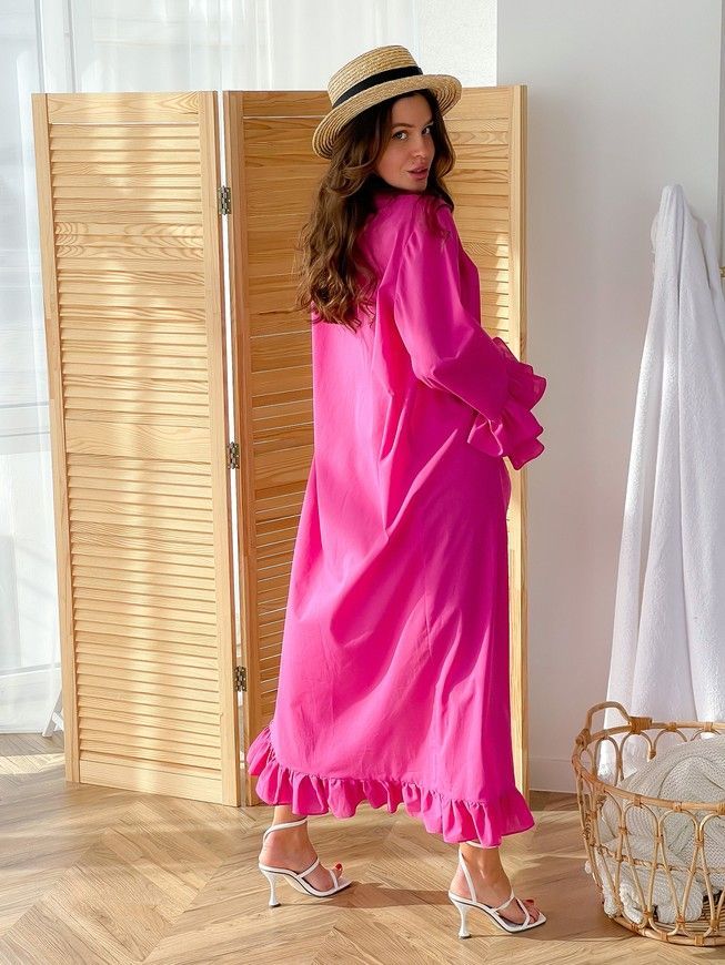 Long batiste cover up Tyu-Tyu! XS/S fuchsia with frills