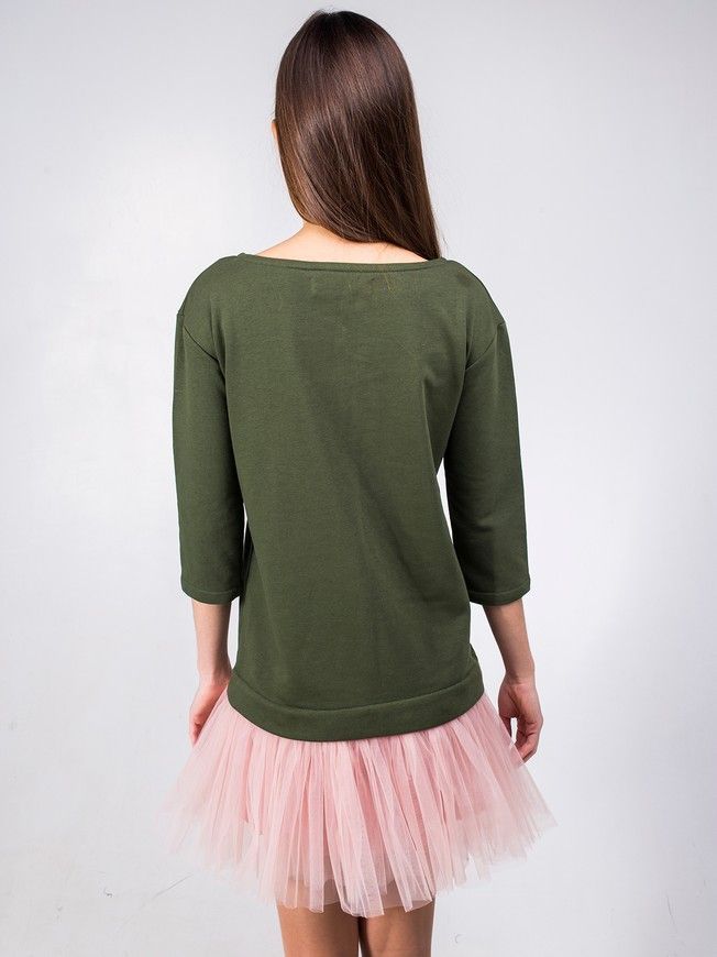 Constructor-dresskhaki Airdress with removable blush pink skirt
