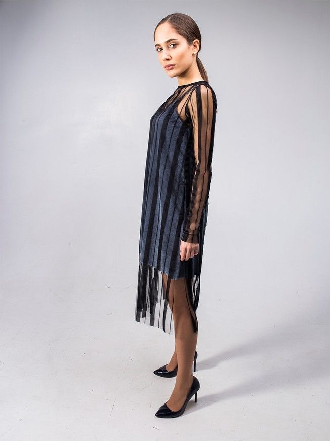 Сукня-сітка Tulle Dress Stripe чорна у смужку
