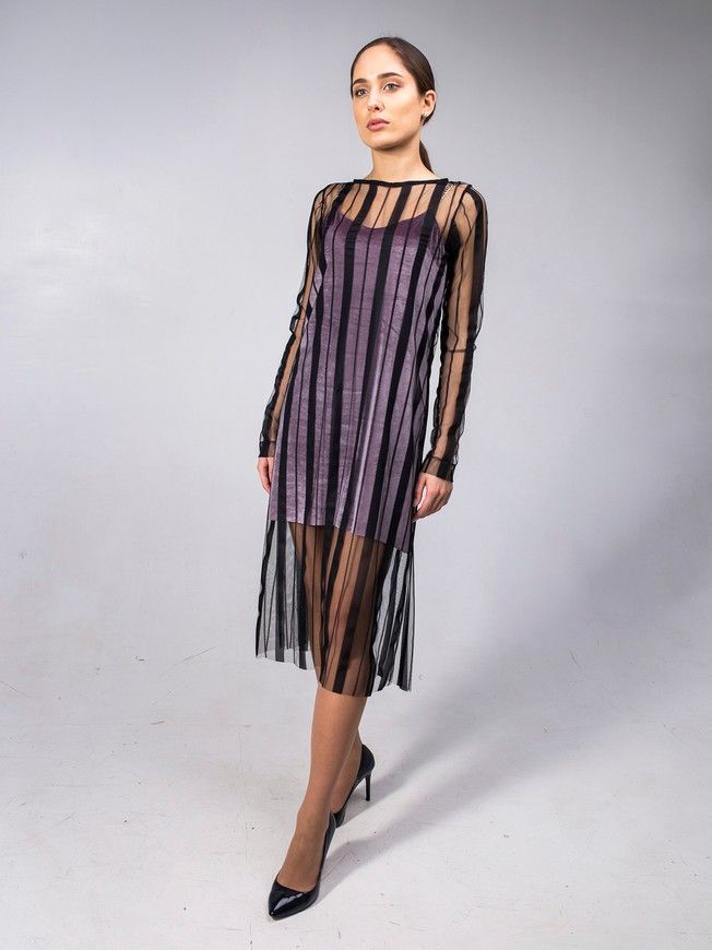 Сукня-сітка Tulle Dress Stripe чорна у смужку