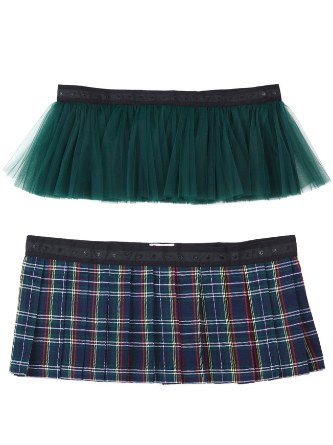 Set of 2 removable skirts fot constructor dress AIRDRESS Tyu-Tyu! XXS: lush emerald and green tartan