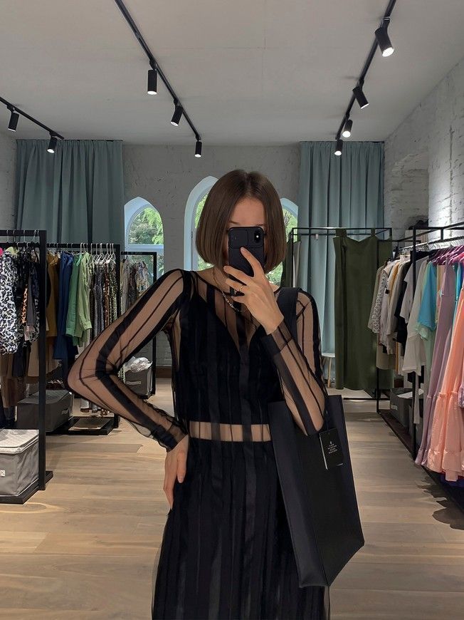 Сукня-сітка Tulle Dress Stripe чорна у смужку
