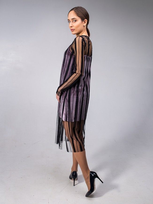 Сукня-сітка Tulle Dress Stripe чорна у смужку