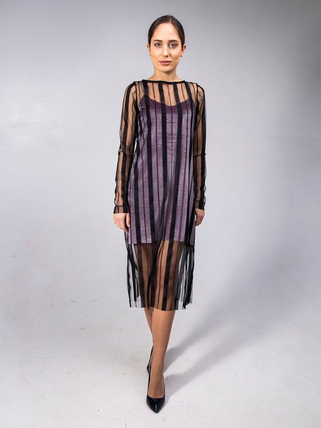 Сукня-сітка Tulle Dress Stripe чорна у смужку
