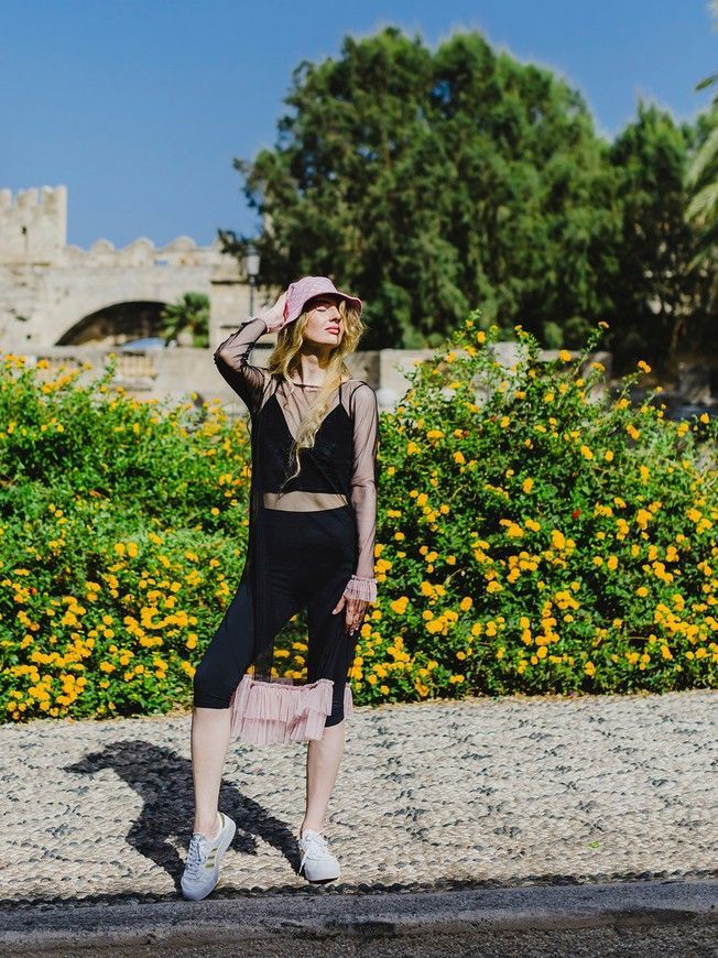 Black Tulle Dress with dusty pink ruffles