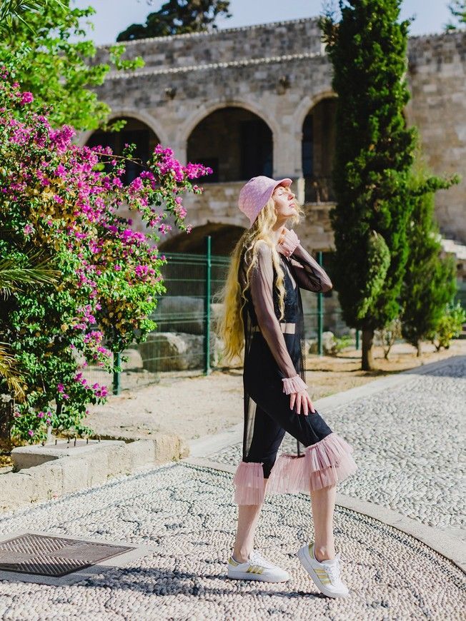 Black Tulle Dress with dusty pink ruffles