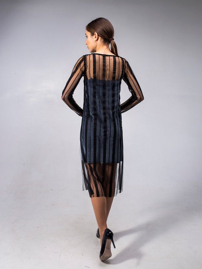 Сукня-сітка Tulle Dress Stripe чорна у смужку