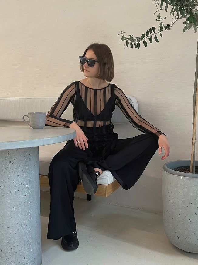 Сукня-сітка Tulle Dress Stripe чорна у смужку