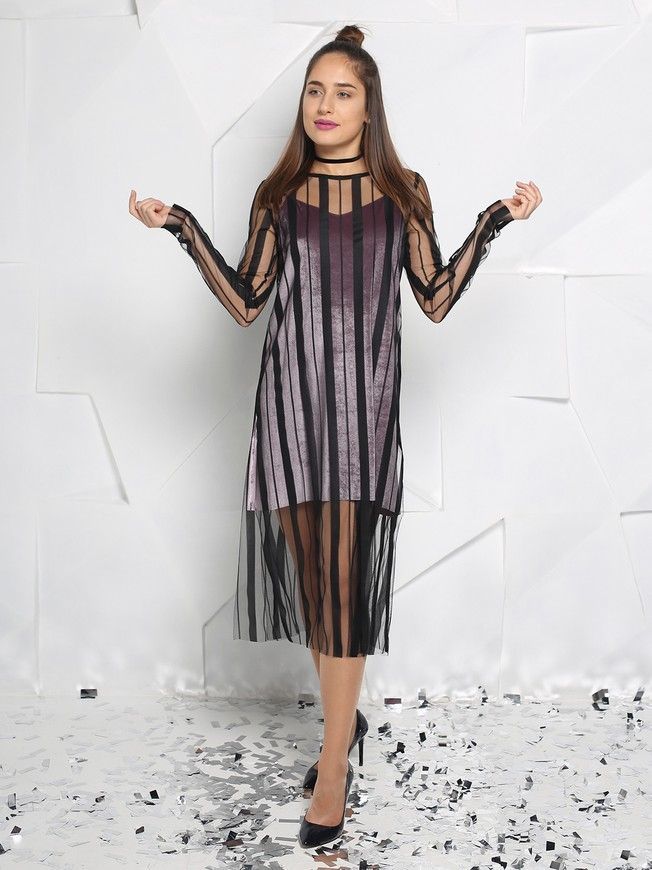 Сукня-сітка Tulle Dress Stripe чорна у смужку