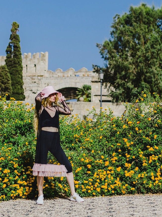 Black Tulle Dress with dusty pink ruffles