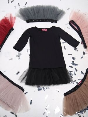 Комплект AIRDRESS: черный верх и 6 съемных юбочек (пышные дымчатая, латте, пудровая, марсала, графитовая)
