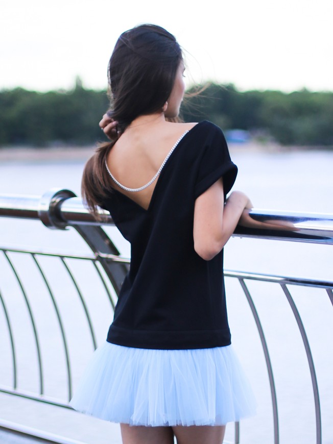 Платье-конструктор AIRDRESS черное со съемной голубой юбкой