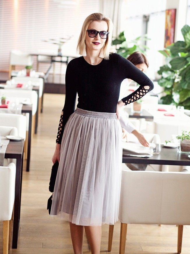 Light gray Tulle skirt AIRSKIRT CASUAL midi