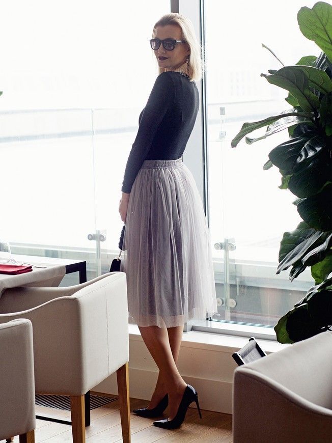 Light gray Tulle skirt AIRSKIRT CASUAL midi