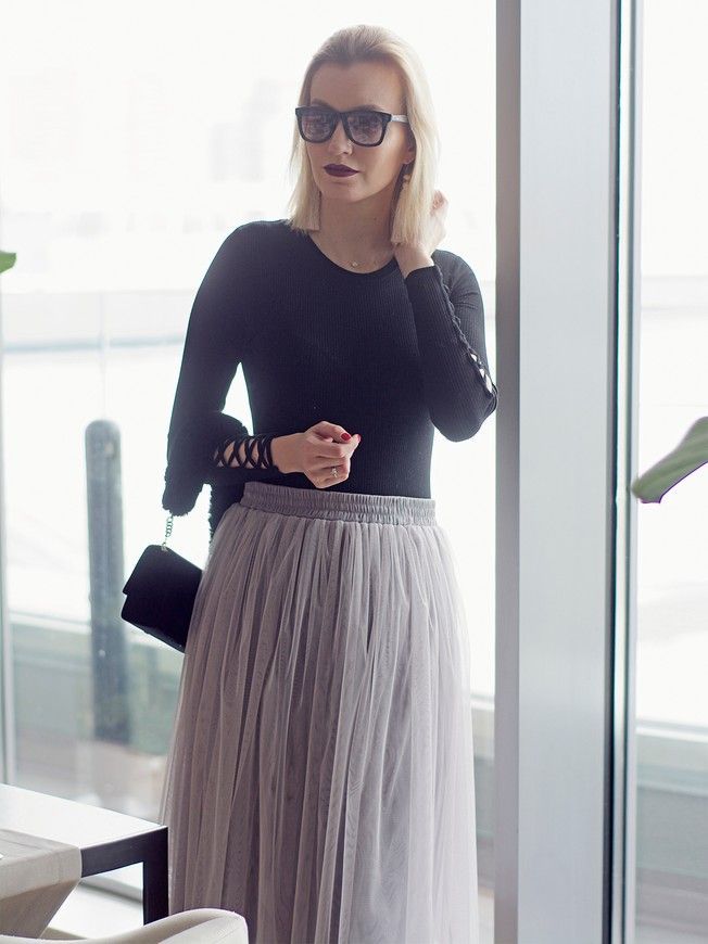 Light gray Tulle skirt AIRSKIRT CASUAL midi