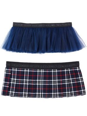 Комплект из 2-х съемных юбочек к платью-конструктору AIRDRESS Тю-Тю! XXS: пышная синяя и синяя в клетку в складку