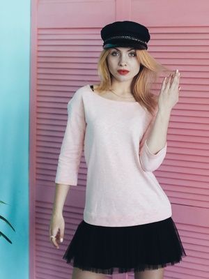 Сукня-конструктор AIRDRESS рожева зі знімною чорною непишною спідницею