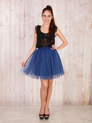 Navy blue Tulle skirt Airskirt mini
