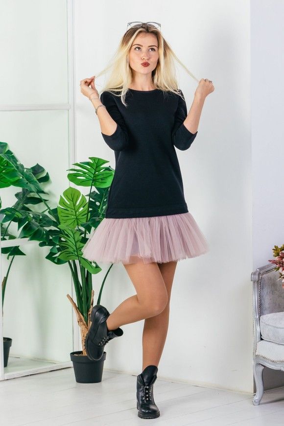Платье-конструктор AIRDRESS черное со съемной дымчато-серой юбкой