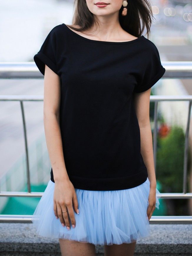 Constructor-dress black Airdress with removable blue skirt