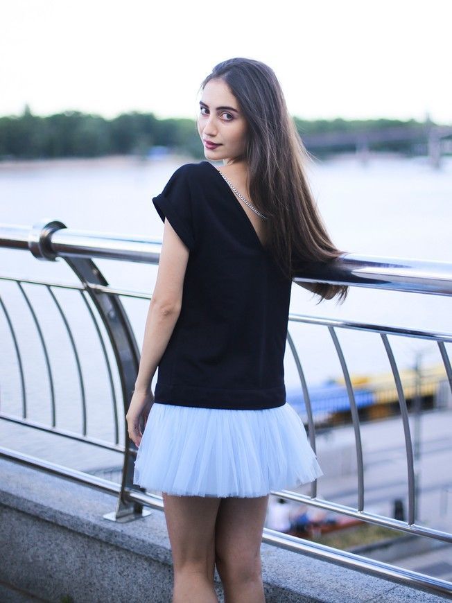 Constructor-dress black Airdress with removable blue skirt