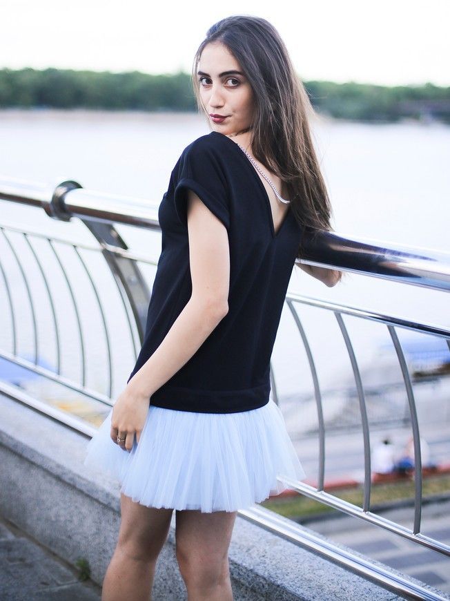 Constructor-dress black Airdress with removable blue skirt
