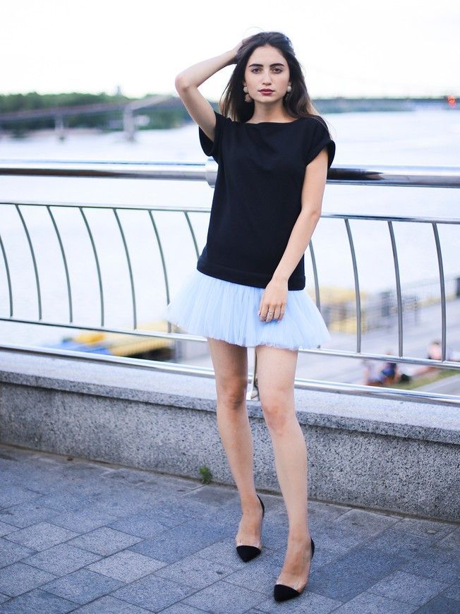 Constructor-dress black Airdress with removable blue skirt