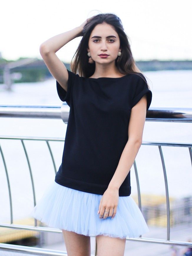 Constructor-dress black Airdress with removable blue skirt