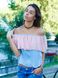 Blue top with pink powder tulle ruffles