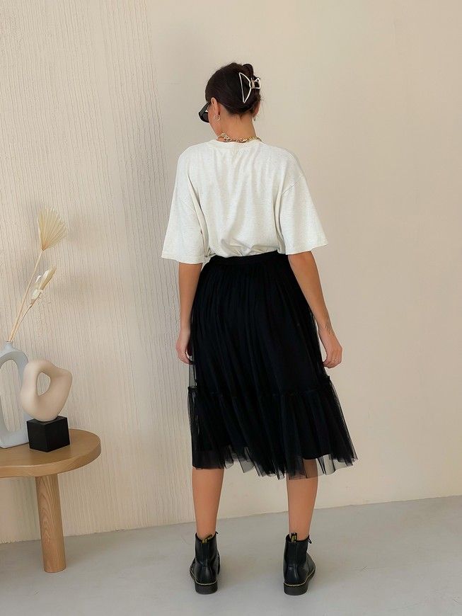 Black Tulle skirt with ruffle AIRSKIRT