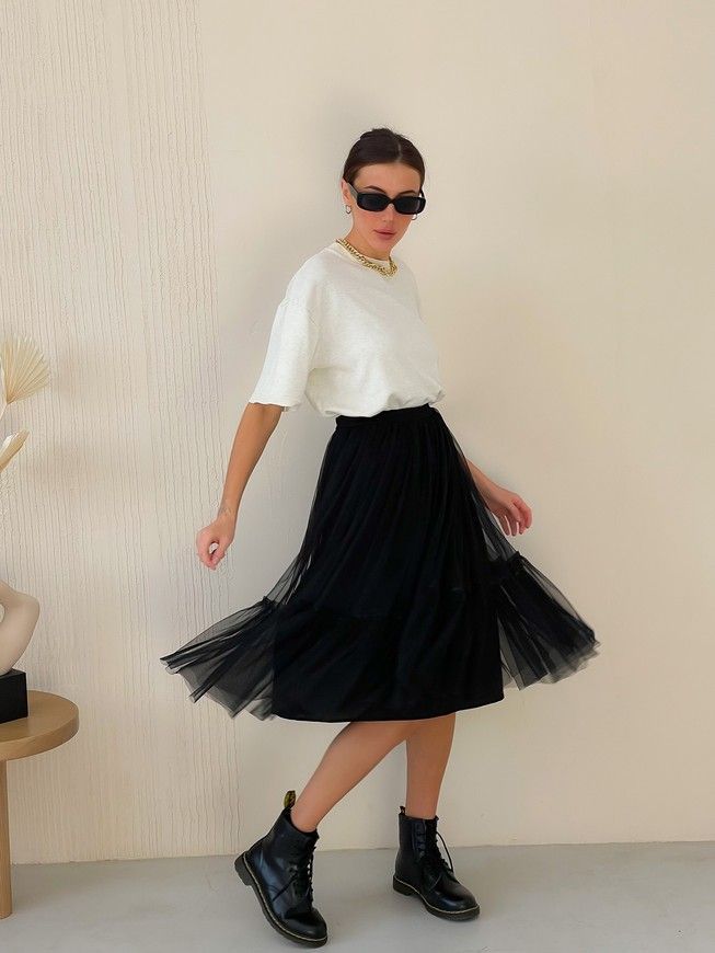 Black Tulle skirt with ruffle AIRSKIRT