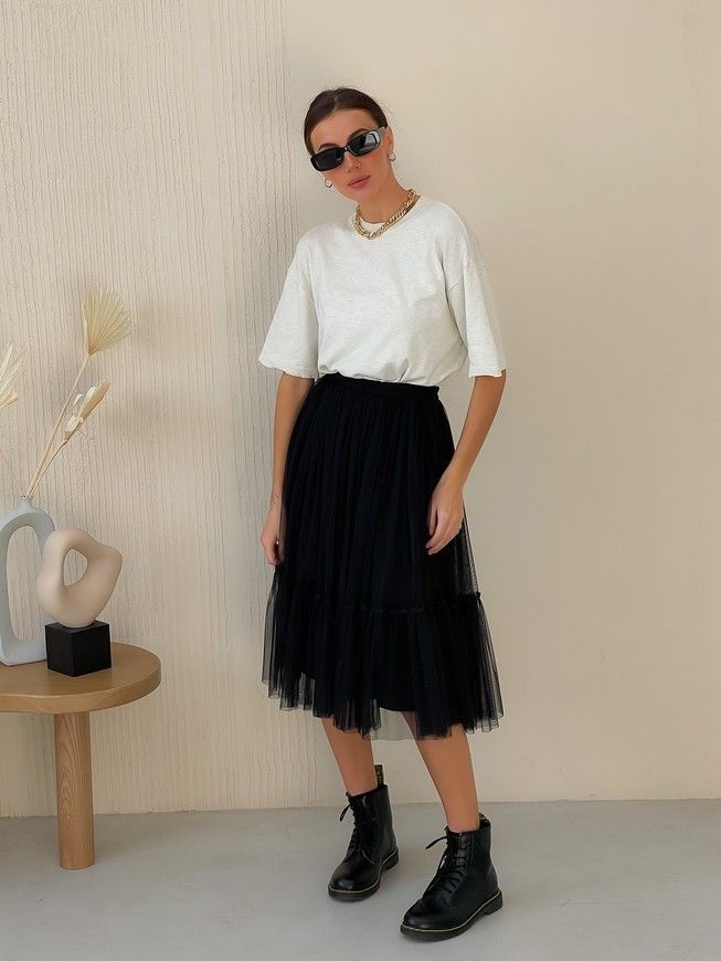 Black Tulle skirt with ruffle AIRSKIRT
