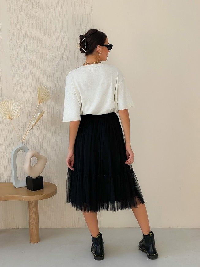 Black Tulle skirt with ruffle AIRSKIRT
